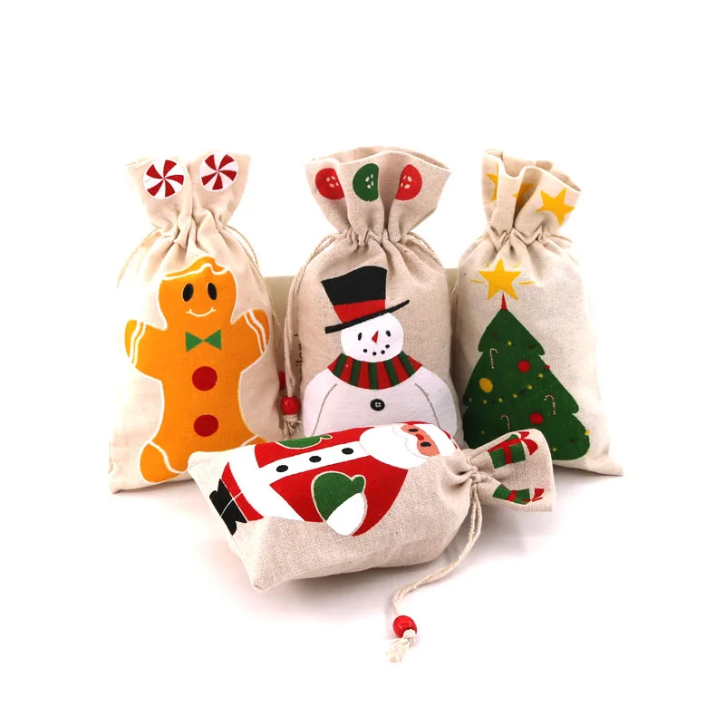 Фото Хлопковая сумка с рисунком снеговика Санта Клауса снежинки 13 х23 - купить