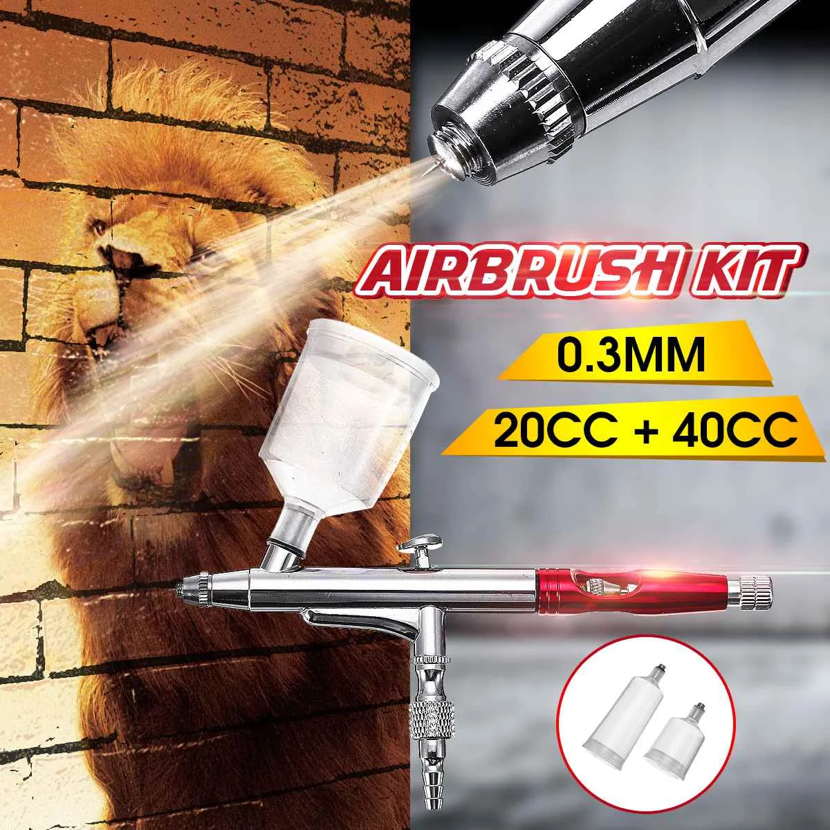 20cc+40cc Airbrush Spray Gun Double Action Air Brush 0.3mm Fast Joint Gravity Feed Cake Tattoo Nail Art Car Paint With Wrench
20cc+40cc Airbrush Spray Gun Double Action Air Brush 0.3mm Fast Joint Gravity Feed Cake Tattoo Nail Art Car Paint With Wrench