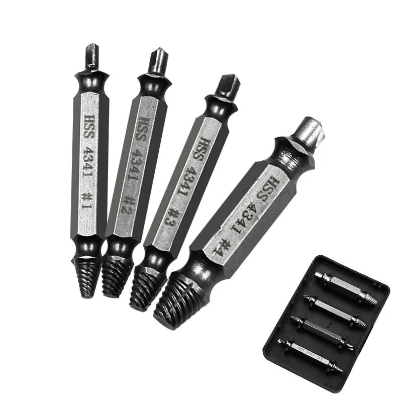 4PCS HSS Screw Extractor Drill Bits Out Remover Bolt Stud Tool Bolt Extractor Set ExtentionStripped Screw Remover Tool
4PCS HSS Screw Extractor Drill Bits Out Remover Bolt Stud Tool Bolt Extractor Set ExtentionStripped Screw Remover Tool