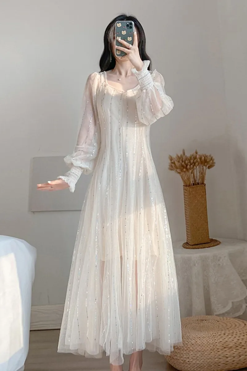 Dresses for Women Summer Autumn Elegant Ladies Fairy Long Dress French Long Sleeve Dress Women's Spring and Autumn Dress 
Dresses for Women Summer Autumn Elegant Ladies Fairy Long Dress French Long Sleeve Dress Women's Spring and Autumn Dress