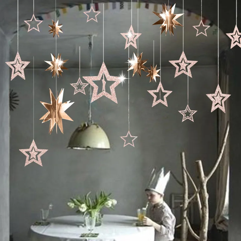 7pcs/set Rose Gold Hollow Star Paper Garland Wall Hanging Pendant Kids Birthday Party Baby Shower Wedding Decor Christmas Banner
7pcs/set Rose Gold Hollow Star Paper Garland Wall Hanging Pendant Kids Birthday Party Baby Shower Wedding Decor Christmas Banner