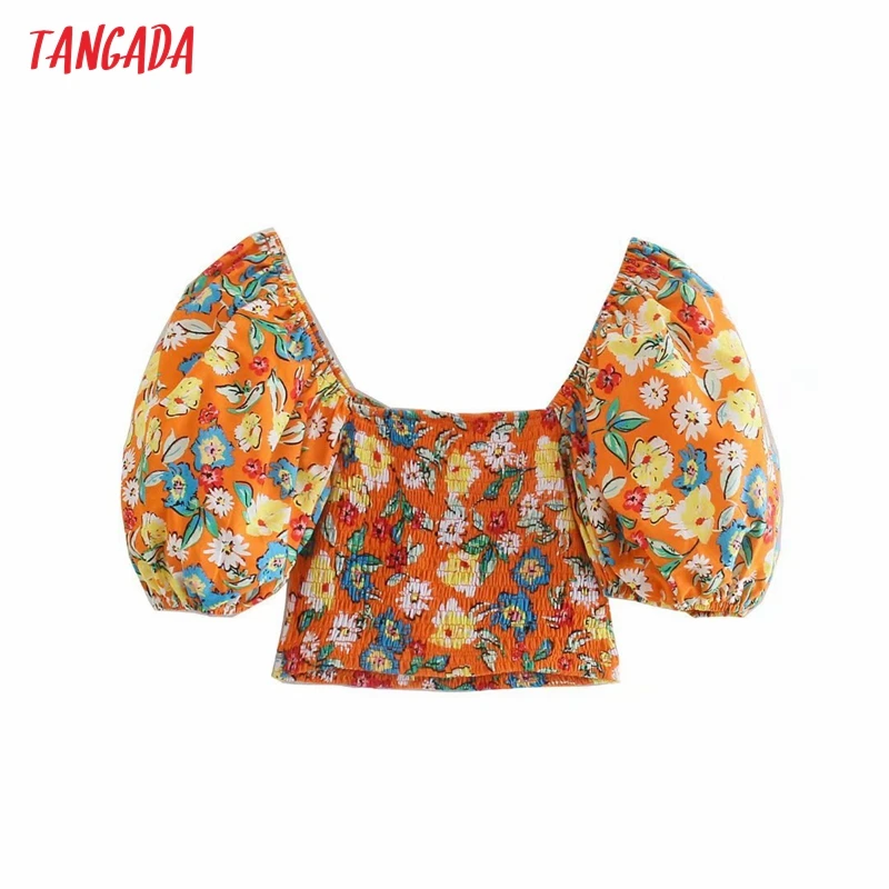 Tangada Women Retro Flowers Print Pleated Crop Shirt Puff Short Sleeve Chic Female Short Blouse Shirt Tops 3H767
Tangada Women Retro Flowers Print Pleated Crop Shirt Puff Short Sleeve Chic Female Short Blouse Shirt Tops 3H767