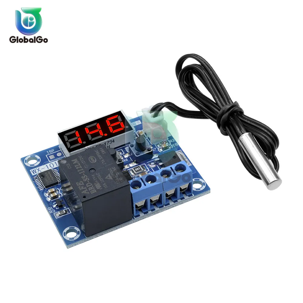 DC 12V Digital Temperature Controller Sensor Switch -40~120 Degrees 1 Channel Relay Output 12A Thermostat Red LED
DC 12V Digital Temperature Controller Sensor Switch -40~120 Degrees 1 Channel Relay Output 12A Thermostat Red LED