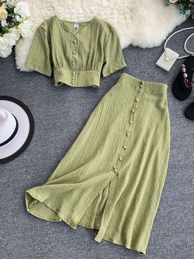 New Women Two Piece Set 2019 Sexy Summer Outfits Woman Clothes Fashion V Neck Crop Top + Slim A-line Long Skirts Suits 2 Pc Sets
New Women Two Piece Set 2019 Sexy Summer Outfits Woman Clothes Fashion V Neck Crop Top + Slim A-line Long Skirts Suits 2 Pc Sets