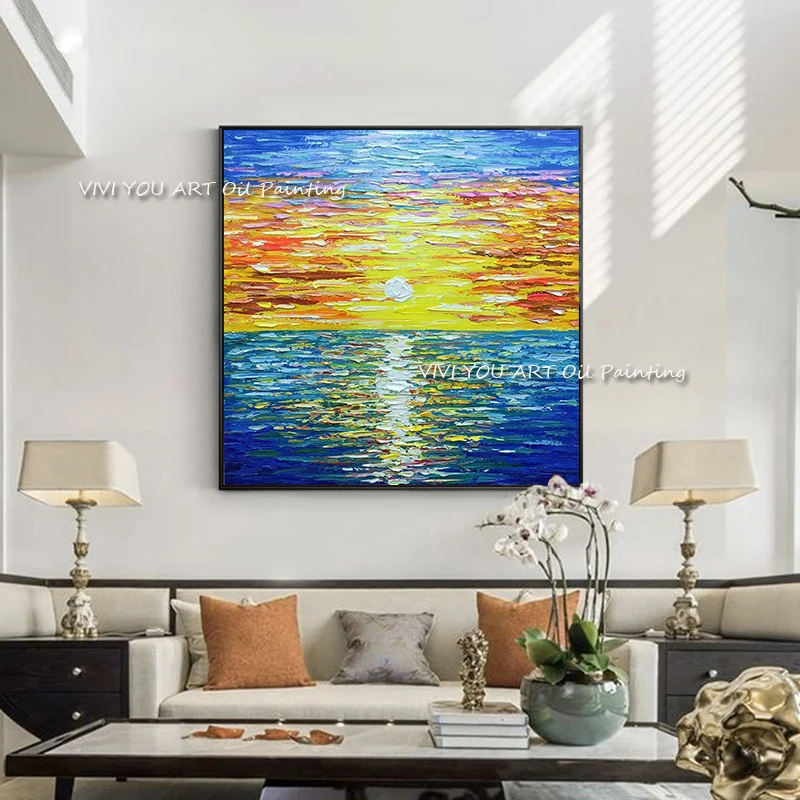 100% Handmade Abstract Colorful Sky Ocean Beautiful Sunset oil painting Modern Canvas for Home Living Room Decoration As A Gift 
100% Handmade Abstract Colorful Sky Ocean Beautiful Sunset oil painting Modern Canvas for Home Living Room Decoration As A Gift