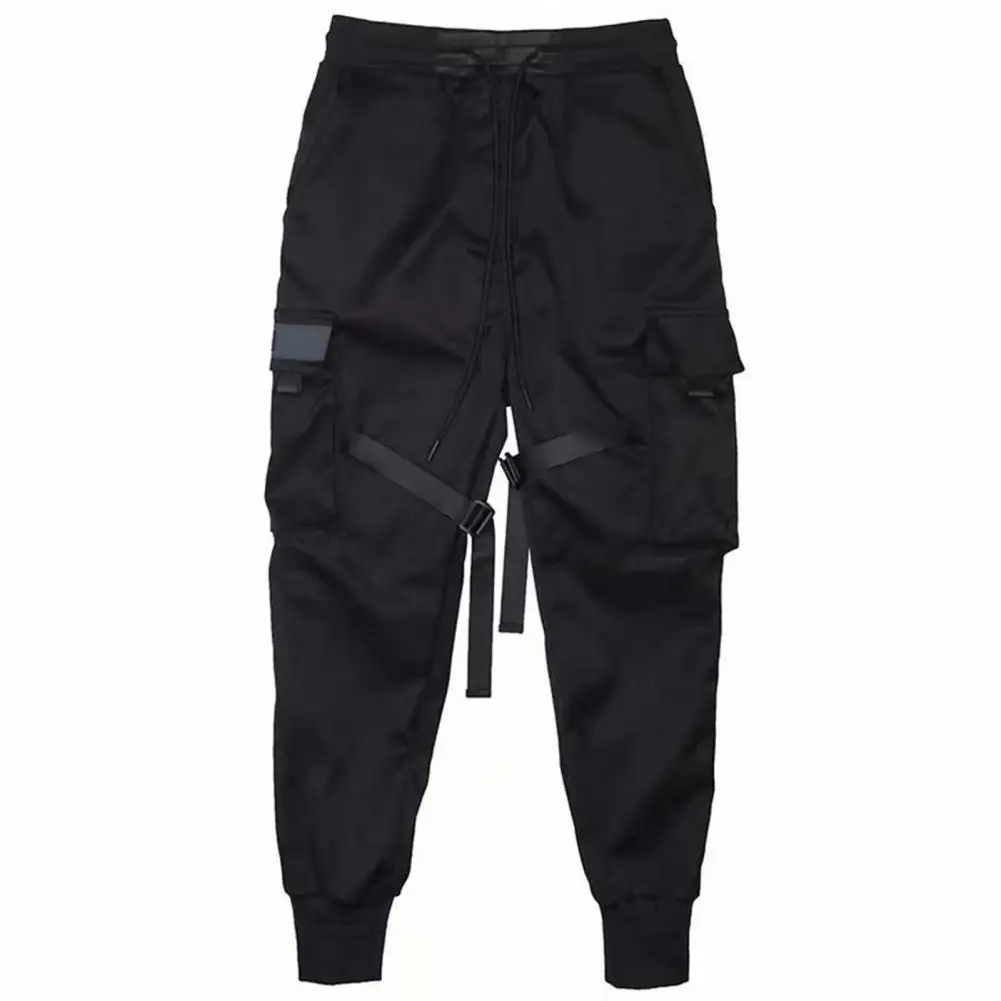 

Men Trousers Solid Color Multi Pockets Slim Ankle Tied Mid Rise Pockets Cargo Pants for Spring Tactical Multi Pocket Cargo Pants