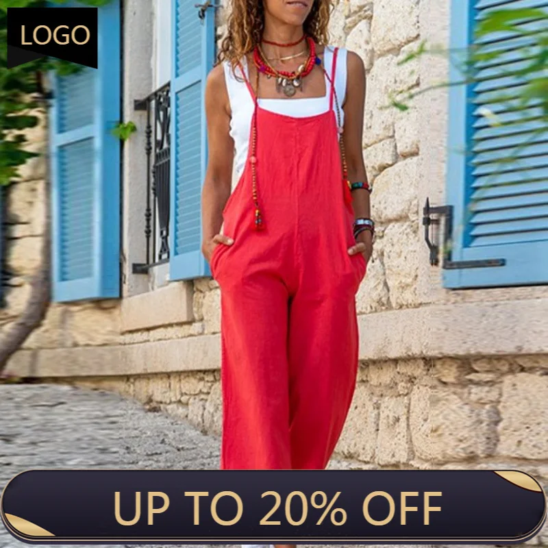 2021 Women Strappy Loose Romper Playsuits Fashion Lady Solid Wide Leg Jumpsuit Summer Casual Sleeveless Pocket Overalls Bodysuit
2021 Women Strappy Loose Romper Playsuits Fashion Lady Solid Wide Leg Jumpsuit Summer Casual Sleeveless Pocket Overalls Bodysuit