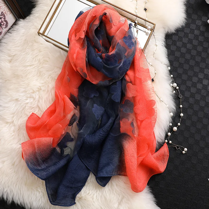 Дизайнерские Брендовые женские шарфы летние шелковые для женщин Пашмина длинный