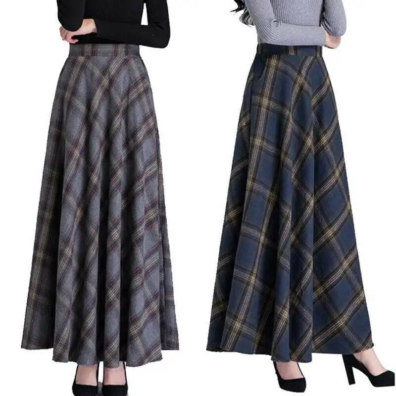 Autumn Winter Skirt Women Woolen plaid Long Skirts Women Clothing Casual Loose A-Line Oversized Skirts
Autumn Winter Skirt Women Woolen plaid Long Skirts Women Clothing Casual Loose A-Line Oversized Skirts