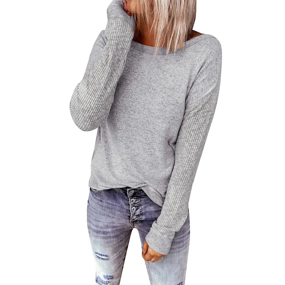 Ladies O Neck Pullover Solid Color Long Sleeves Backless Women Autumn Winter Fashion Chic Casual Soft Tops
Ladies O Neck Pullover Solid Color Long Sleeves Backless Women Autumn Winter Fashion Chic Casual Soft Tops