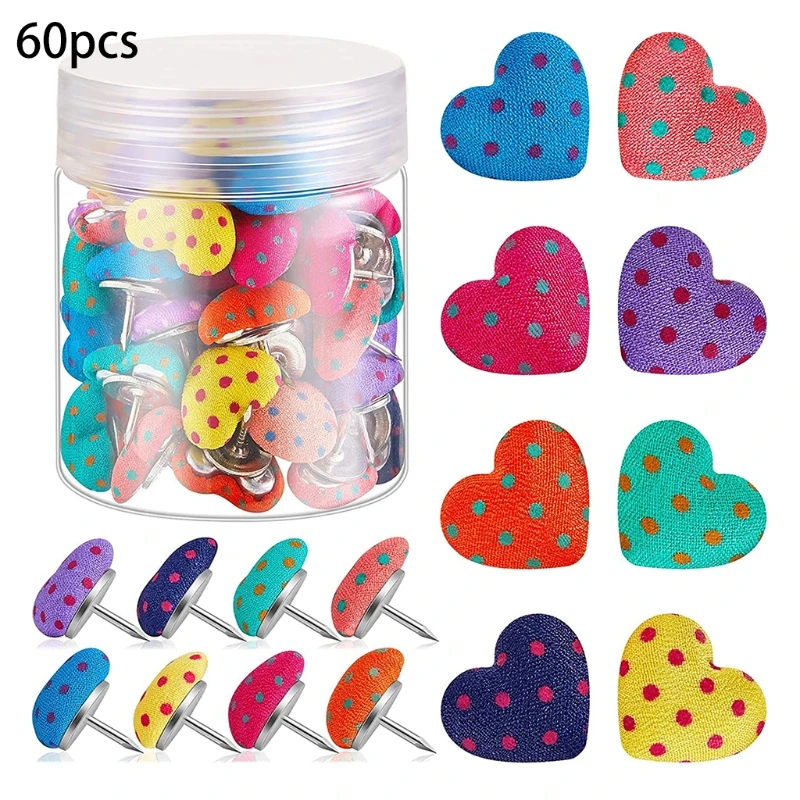 60 Pcs Creative Heart Style Colored Pushpins Home Kindergarten School Office Photo Wall Decoration Supplies with Box
60 Pcs Creative Heart Style Colored Pushpins Home Kindergarten School Office Photo Wall Decoration Supplies with Box