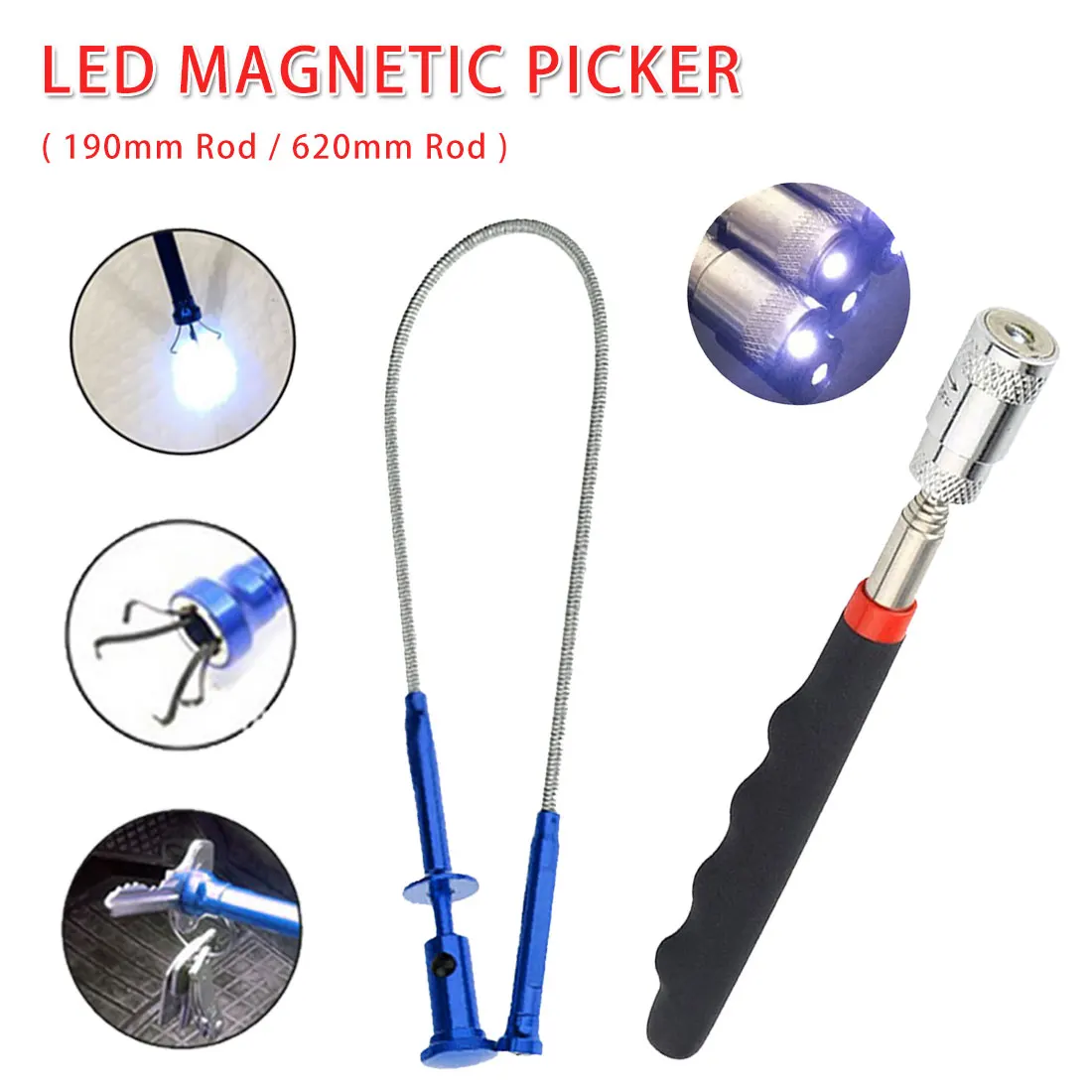 Flexible Long Reach Garbage Trash Grabber Tool Telescopic Magnetic Pickup Tool With LED Light Magnetic Picker 190mm/ 620mm
Flexible Long Reach Garbage Trash Grabber Tool Telescopic Magnetic Pickup Tool With LED Light Magnetic Picker 190mm/ 620mm