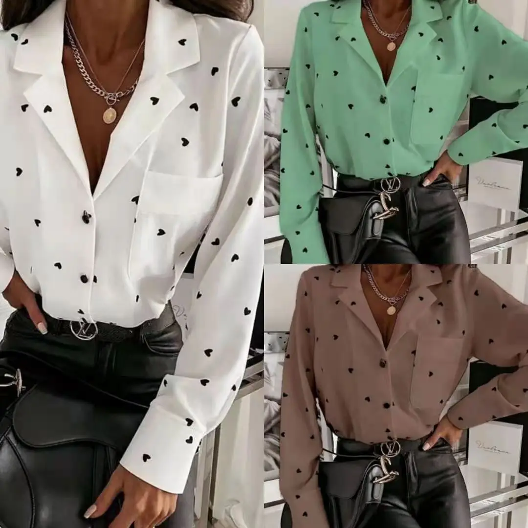 WEPBEL T-shirt Spring Summer Long Sleeve Single-Breasted Turn-down Collar T-shirt Women's Casual Printed Slim T-shirt Top
WEPBEL T-shirt Spring Summer Long Sleeve Single-Breasted Turn-down Collar T-shirt Women's Casual Printed Slim T-shirt Top