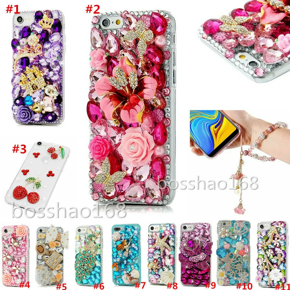 Блестящий симпатичный чехол для телефона со стразами и 3D камнями iphone 11 Pro Samsung A90 A80