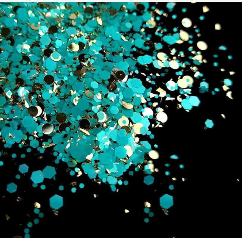 Aqua & Gold Celebrations Glitter Mix for Nail Art - 50g Bag Pizzazz Glitter Mix for Nail Art -Nail Sequins Iridescent Flakes,
Aqua & Gold Celebrations Glitter Mix for Nail Art - 50g Bag Pizzazz Glitter Mix for Nail Art -Nail Sequins Iridescent Flakes,