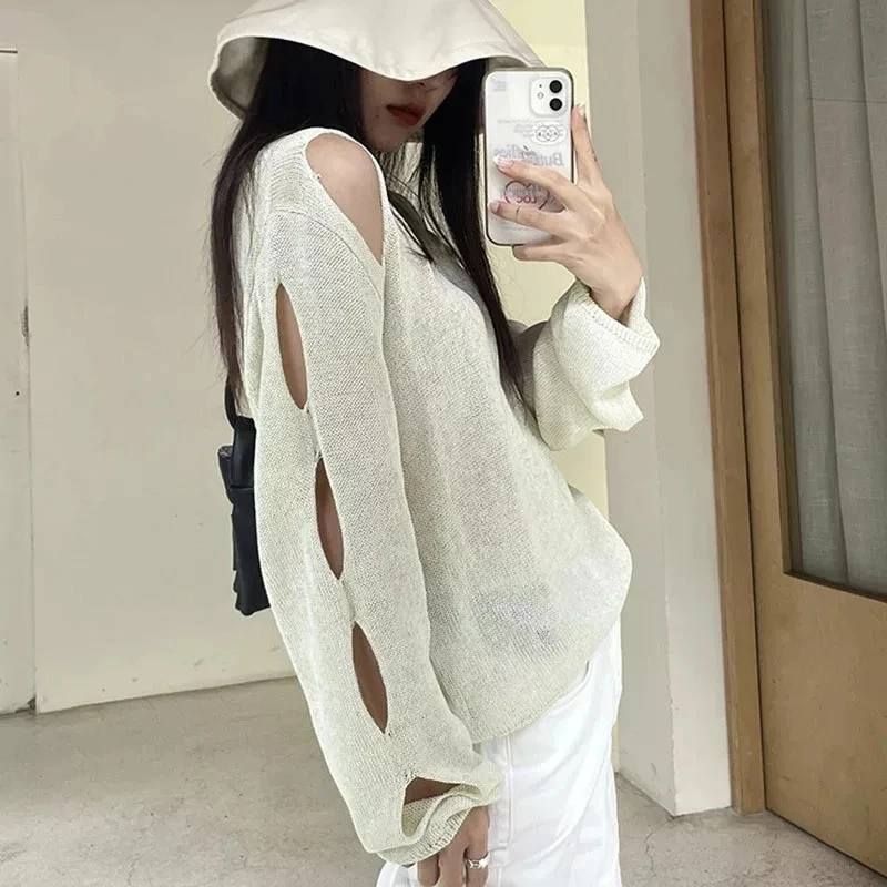 Loose Hollow Out Sweaters Women Oversize Knit Chic Pullovers Sexy Hole Ladies Jumpers Y2K Autumn Top Korean Casual Streetwear
Loose Hollow Out Sweaters Women Oversize Knit Chic Pullovers Sexy Hole Ladies Jumpers Y2K Autumn Top Korean Casual Streetwear
