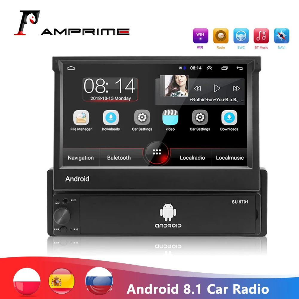 AMprime Android Авторадио 1 Din автомагнитола 7 ''сенсорный экран автомобильный
