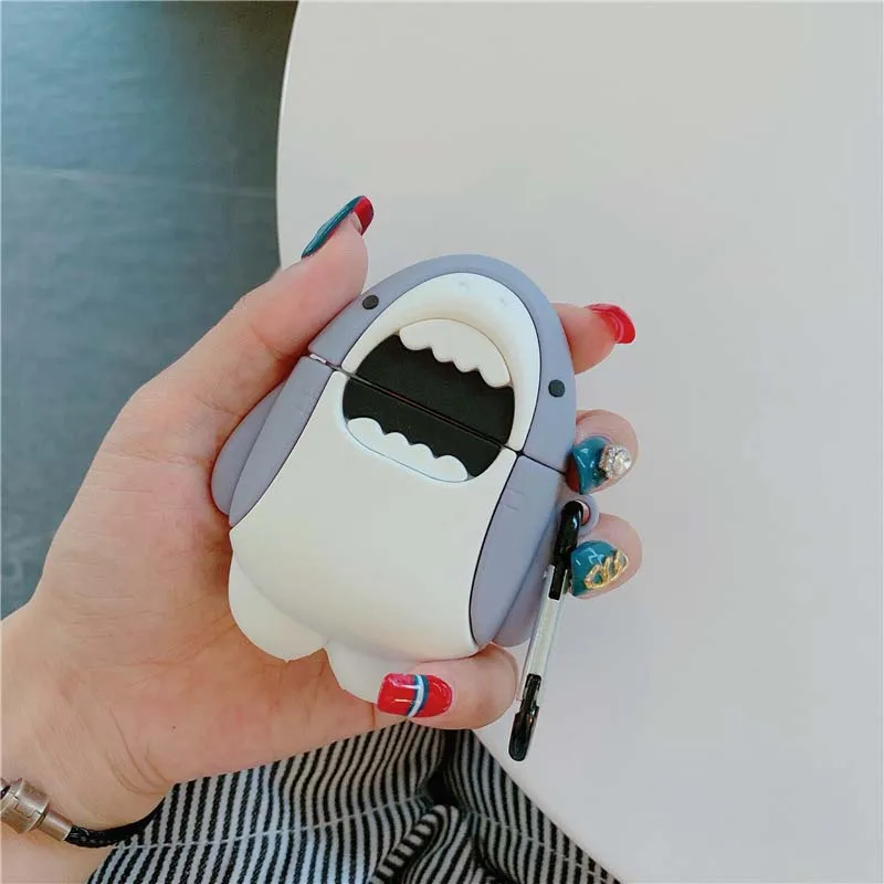 Чехол для наушников Shark мягкий силиконовый милый чехол беспроводного зарядного