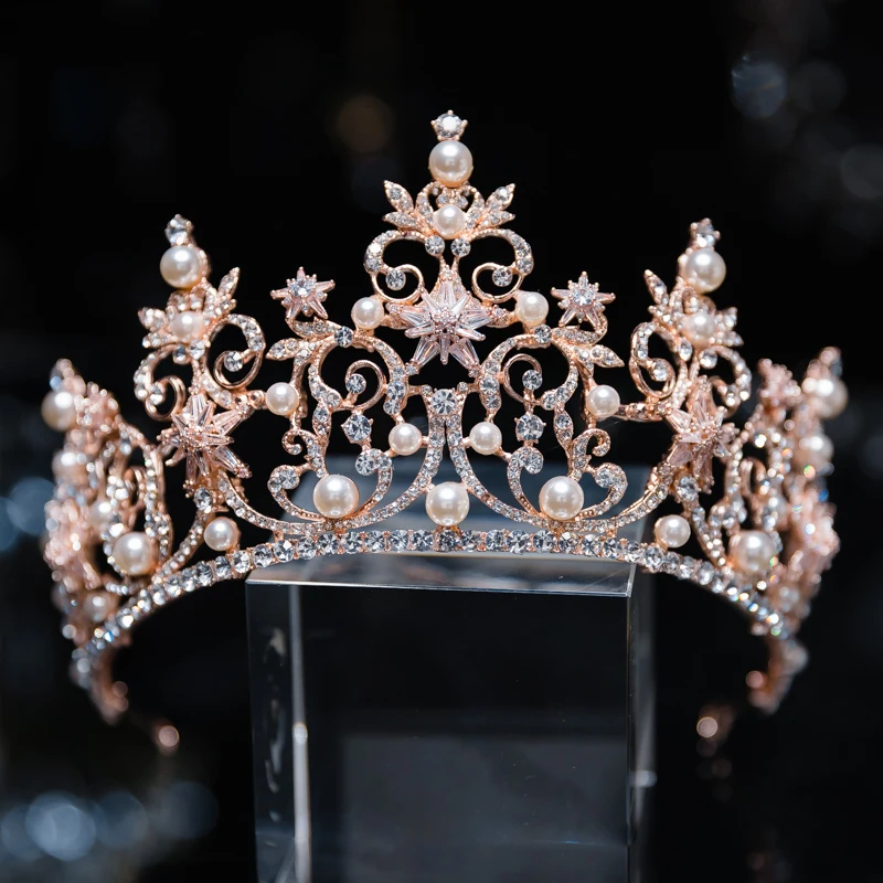 Himstory High-end Royal Queen Rose Gold Tiaras Crowns for Brides Crystal Brides Hairbands Pearl Wedding Hair Accessories
Himstory High-end Royal Queen Rose Gold Tiaras Crowns for Brides Crystal Brides Hairbands Pearl Wedding Hair Accessories