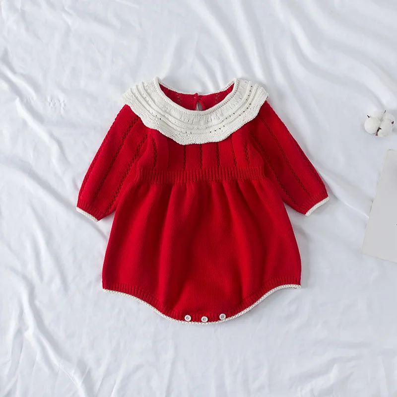 WLG Baby Girl Rompers Spring Fall Knitted Red Patchwork Romper Toddler Girl Casual Warm Clothes
WLG Baby Girl Rompers Spring Fall Knitted Red Patchwork Romper Toddler Girl Casual Warm Clothes