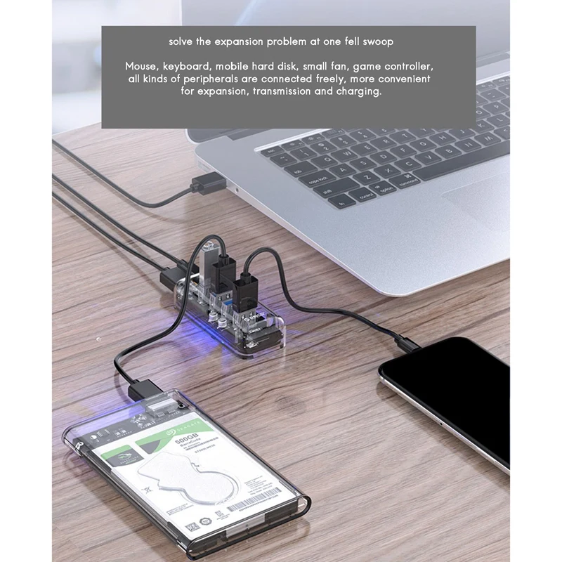 Разветвитель ORICO 4 порта USB usb-хаб прозрачный для ноутбуков ПК | Компьютеры и офис