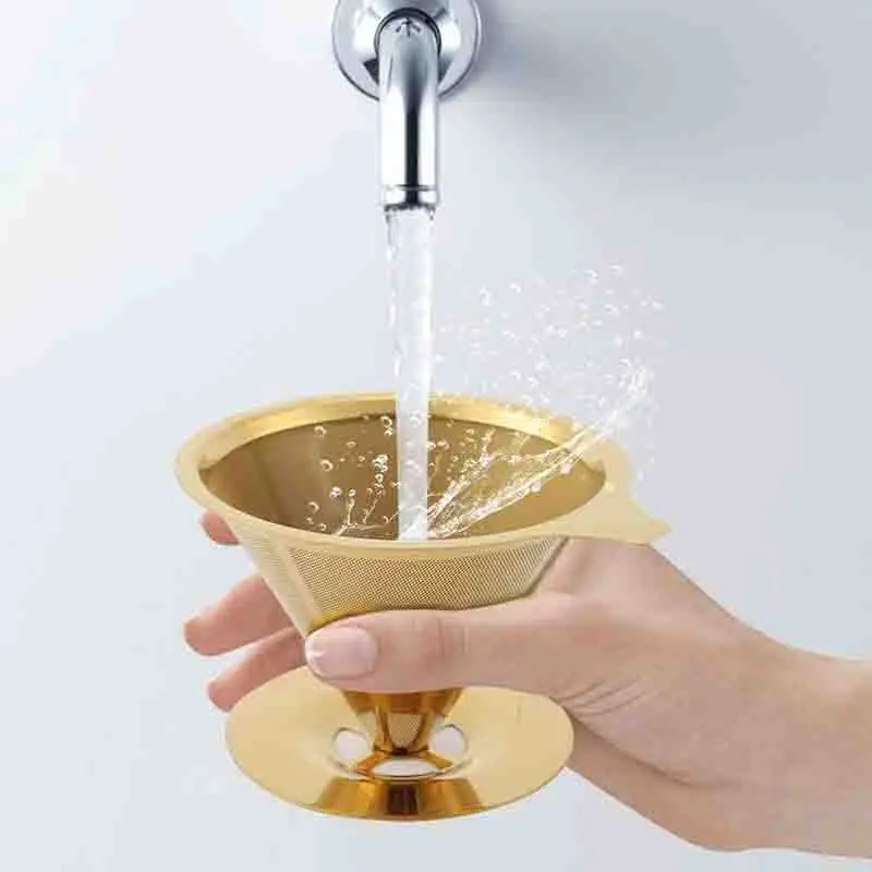 Pour over Coffee Dripper Paperless Cone Filter Coffee Strainer Manual Reusable Stainless Steel Double Mesh Liner
Pour over Coffee Dripper Paperless Cone Filter Coffee Strainer Manual Reusable Stainless Steel Double Mesh Liner
