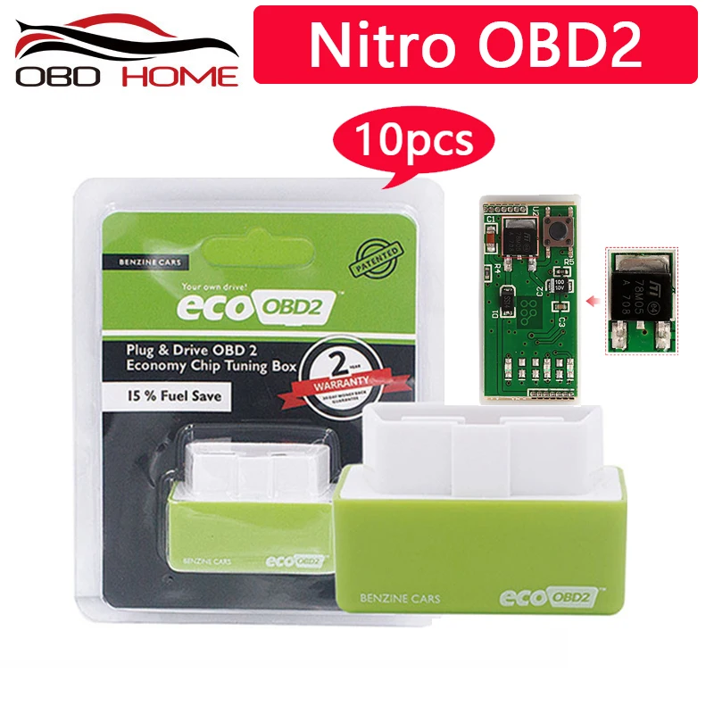 

10 шт. Nitro OBD2 EcoOBD2 двойной ECU чип тюнинг коробка нитроobd2 для бензина дизельного автомобиля 15% экономия топлива больше мощности крутящий момент ...