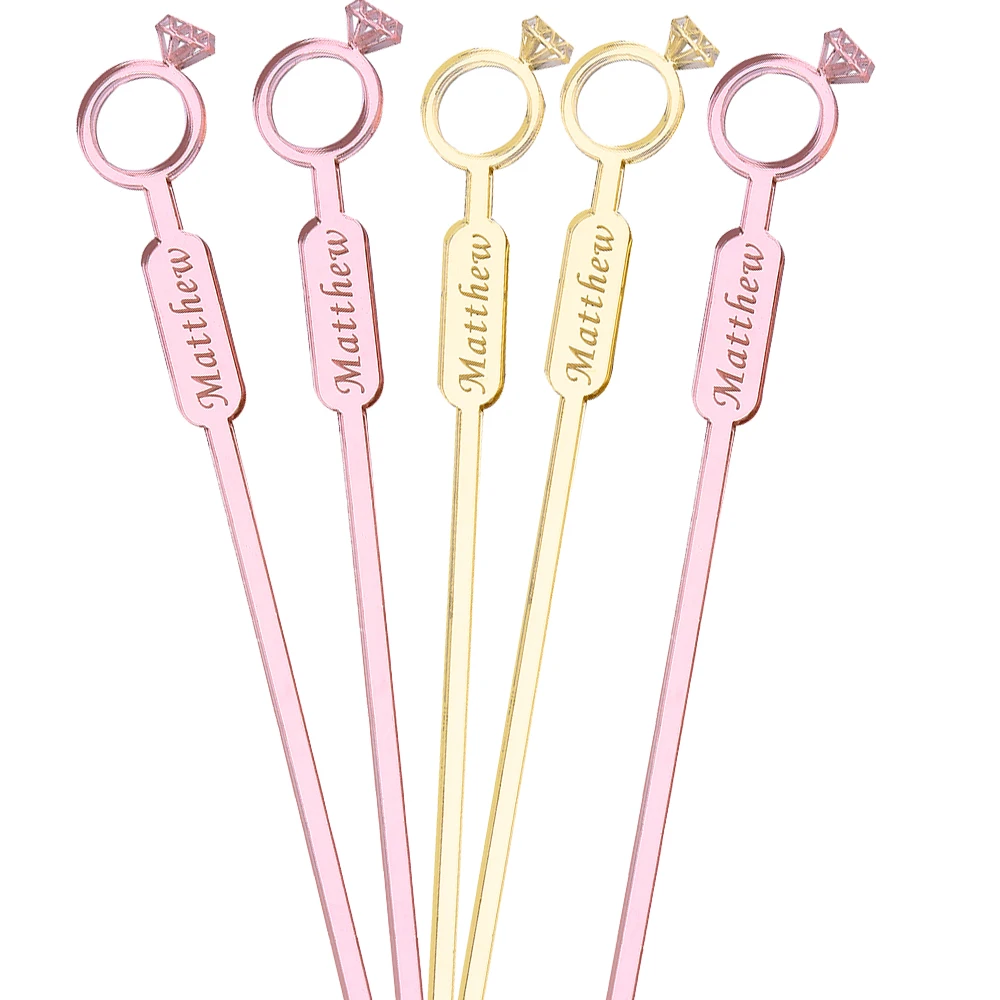 100PCS Personalized Engraved Diamond Ring Drink Stirrers Sticks Acrylic Wedding Stir Swizzle Cocktail Sticks Wedding Gift Favors
100PCS Personalized Engraved Diamond Ring Drink Stirrers Sticks Acrylic Wedding Stir Swizzle Cocktail Sticks Wedding Gift Favors