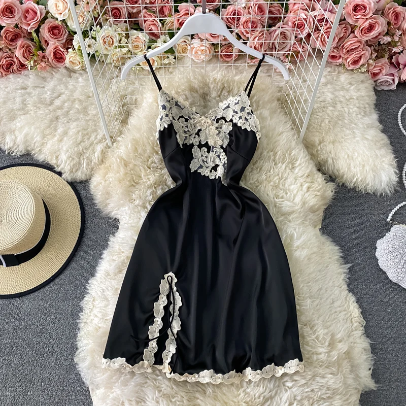 Solid Black summer woman dress Spaghetti Strap Strapless Sexy nightclub dresses for women Sleeveless Lace Side Split vestidos
Solid Black summer woman dress Spaghetti Strap Strapless Sexy nightclub dresses for women Sleeveless Lace Side Split vestidos
