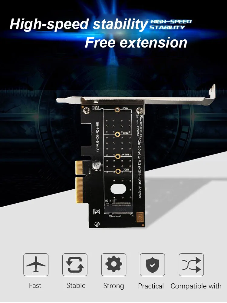 PCI-E Riser Card High Speed Extension PCI Express Card NVME M.2 To PCIE3.0X4 M Computer Key Interface NGFF SSD Converter Adapter
PCI-E Riser Card High Speed Extension PCI Express Card NVME M.2 To PCIE3.0X4 M Computer Key Interface NGFF SSD Converter Adapter