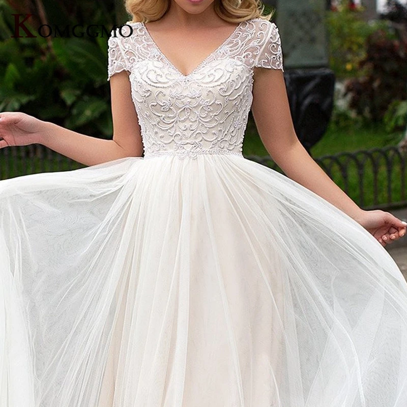 Luxury Pearl Appliques Court Train Wedding Dress Vestidos De Novia Sexy V-Neck Cap Sleeve Bridal Gown Backless 2021 New Arrival
Luxury Pearl Appliques Court Train Wedding Dress Vestidos De Novia Sexy V-Neck Cap Sleeve Bridal Gown Backless 2021 New Arrival