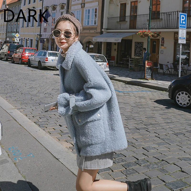 Фото [DARK] пальто из овечьей шерсти Женская короткая одежда для осени и - купить