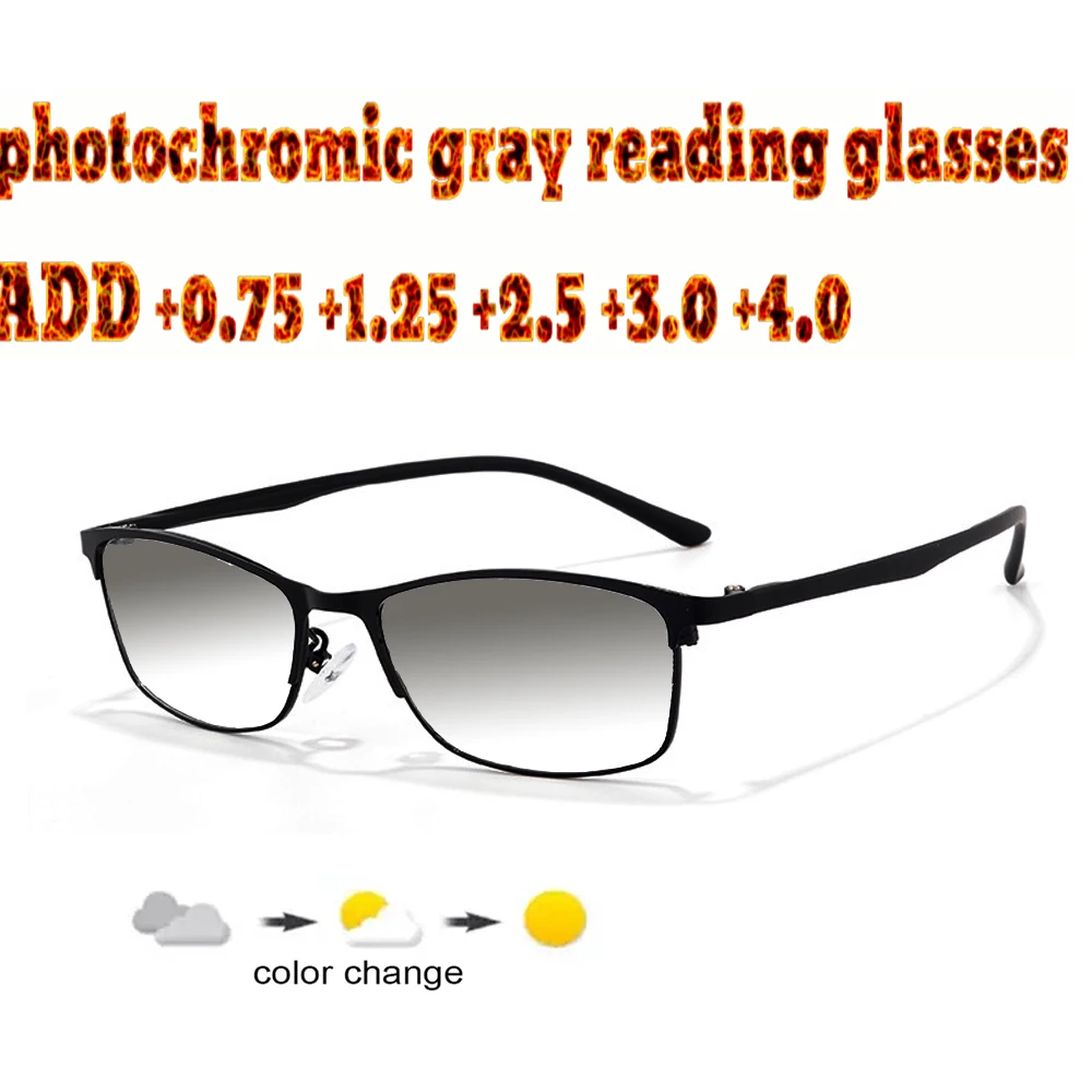 Photochromic Gray Reading Glasses Metal Frame Business High Quality Fashion Men Women+1.0 +1.5 +1.75 +2.0 +2.5 +3 +3.5 +4
Photochromic Gray Reading Glasses Metal Frame Business High Quality Fashion Men Women+1.0 +1.5 +1.75 +2.0 +2.5 +3 +3.5 +4