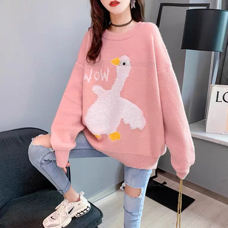 Fannic 2020 Autumn and Winter Duck Animal Pattern Loose Sweet Knitted Pullover Round Neck Blue Sweater
Fannic 2020 Autumn and Winter Duck Animal Pattern Loose Sweet Knitted Pullover Round Neck Blue Sweater