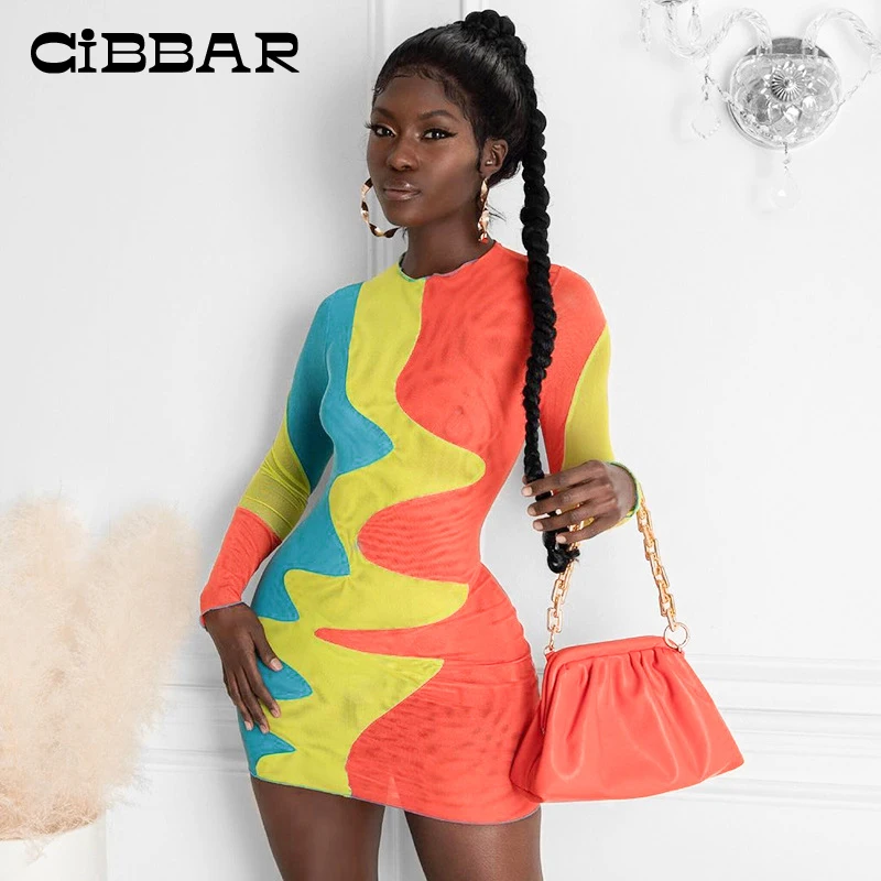 CIBBAR Mesh O Neck Mesh Mini Bodycon Dress Women Contrast Color Long Sleeve Vintage Fashion Short Dresses Street Clubwear New 
CIBBAR Mesh O Neck Mesh Mini Bodycon Dress Women Contrast Color Long Sleeve Vintage Fashion Short Dresses Street Clubwear New