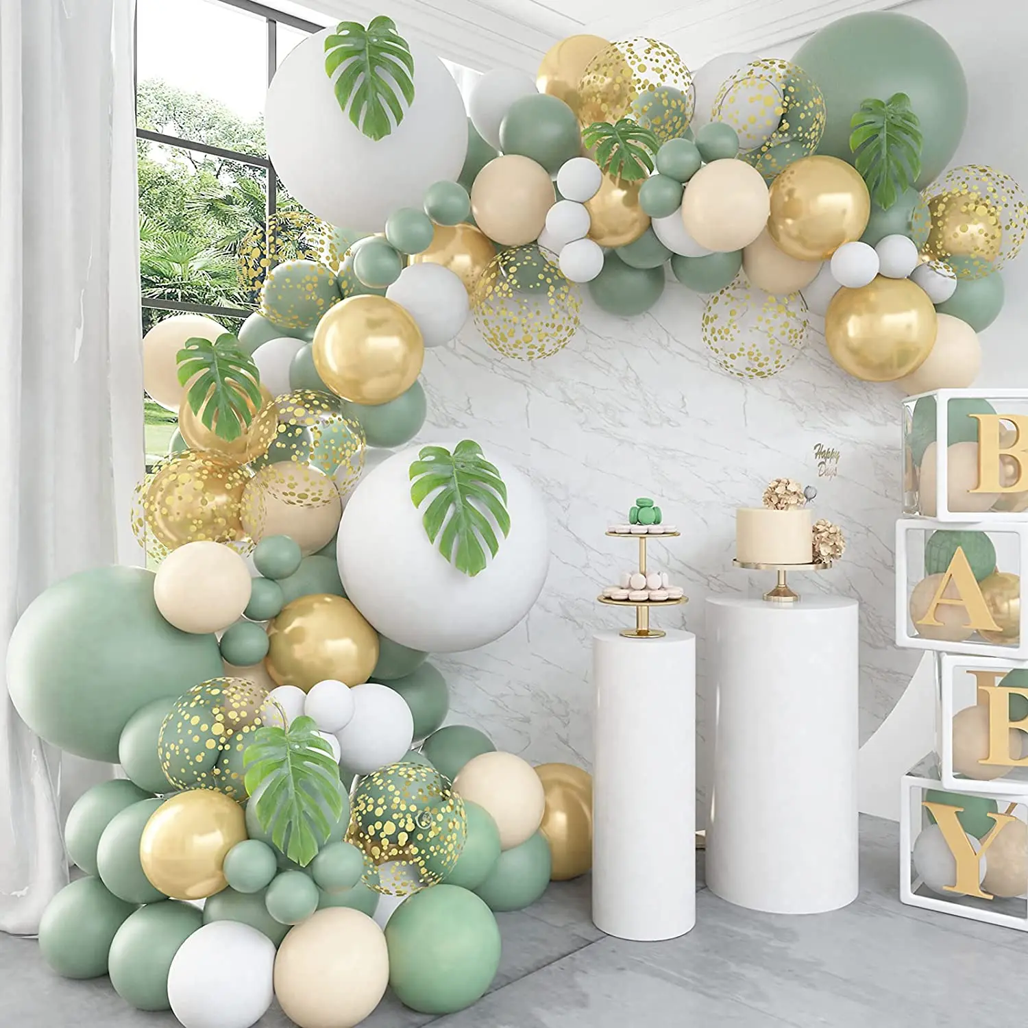118Pcs Olive Green Balloons Arch Garland Kit White Gold Confetti Balloons Set for Wedding Birthday Baby Shower Party Decorations
118Pcs Olive Green Balloons Arch Garland Kit White Gold Confetti Balloons Set for Wedding Birthday Baby Shower Party Decorations