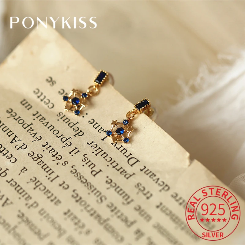 PONYKISS Real 925 Sterling Silver Snowflake Blue Zircon 14K Gold Stud Earrings For Women Vintage Fine Jewlry Gifts Drop Shipping
PONYKISS Real 925 Sterling Silver Snowflake Blue Zircon 14K Gold Stud Earrings For Women Vintage Fine Jewlry Gifts Drop Shipping