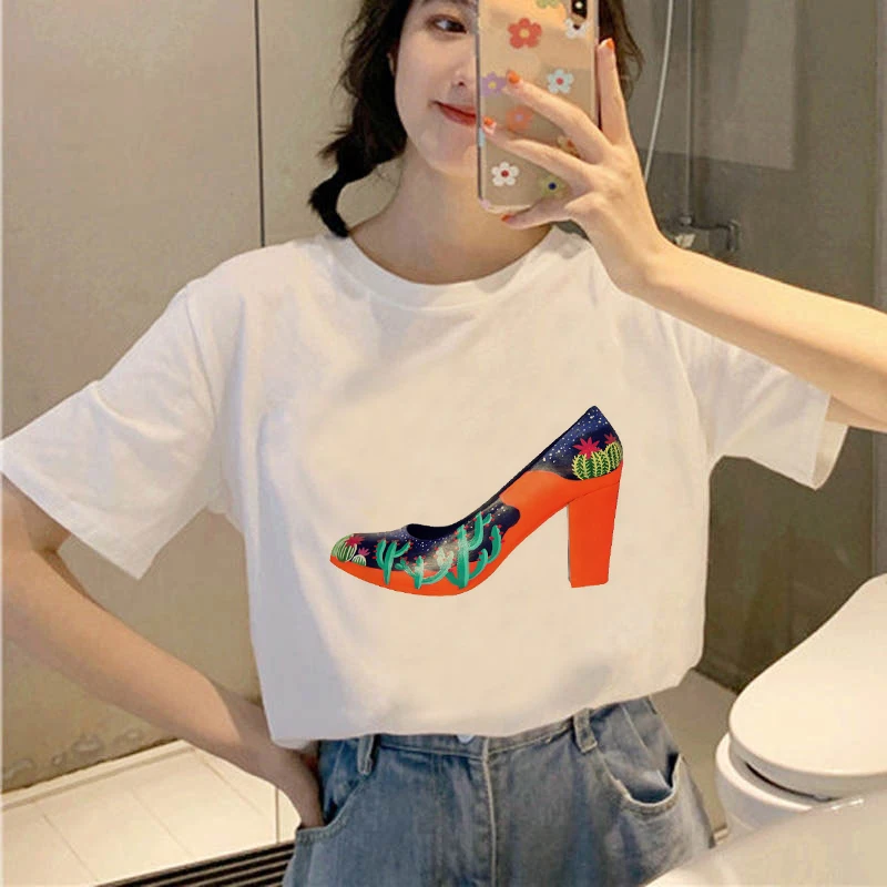 Women's T-shirt high-heeled shoes fashion graphic T-shirt Kawaii Graphic Tshirts Girls Tops Tees Short Sleeves t-shirt 
Women's T-shirt high-heeled shoes fashion graphic T-shirt Kawaii Graphic Tshirts Girls Tops Tees Short Sleeves t-shirt