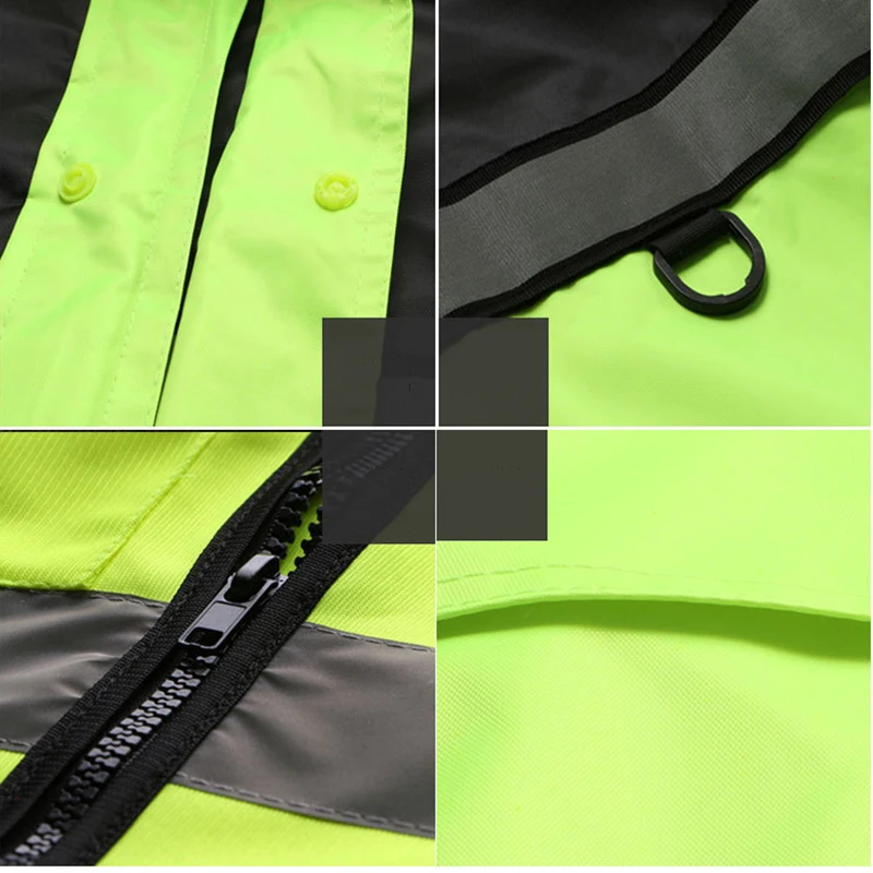 

Hi Viz Vis Jacket Raincoat High Visibility Reflective Fluorescent Waterproof Workwear Outdoor Traffic Roadwork Construction