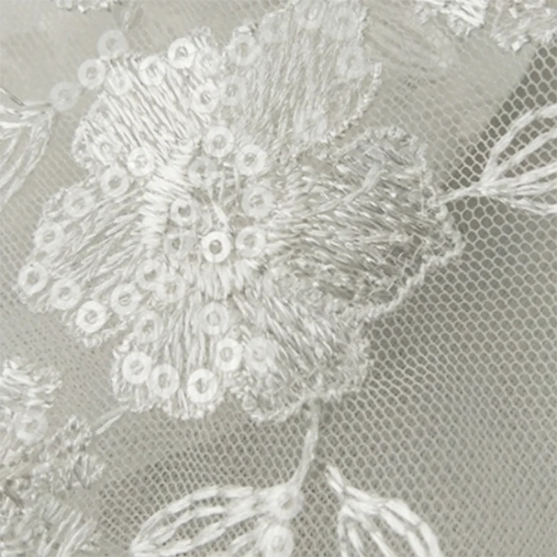 luxury white embroidery mesh lace fabric nigerian lace fabrics sewing fabric for fashion wedding dress mesh top MF28