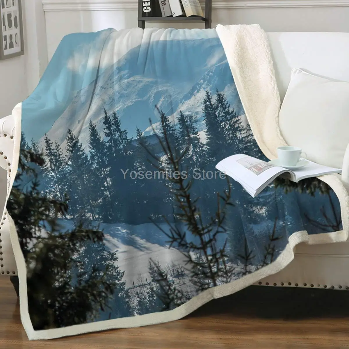 Nature Fleece Throw Blanket Set, Snow Mountain Under Winter Season Blue Sky Landscape, Sherpa Throw Blanket Super Soft 
Nature Fleece Throw Blanket Set, Snow Mountain Under Winter Season Blue Sky Landscape, Sherpa Throw Blanket Super Soft