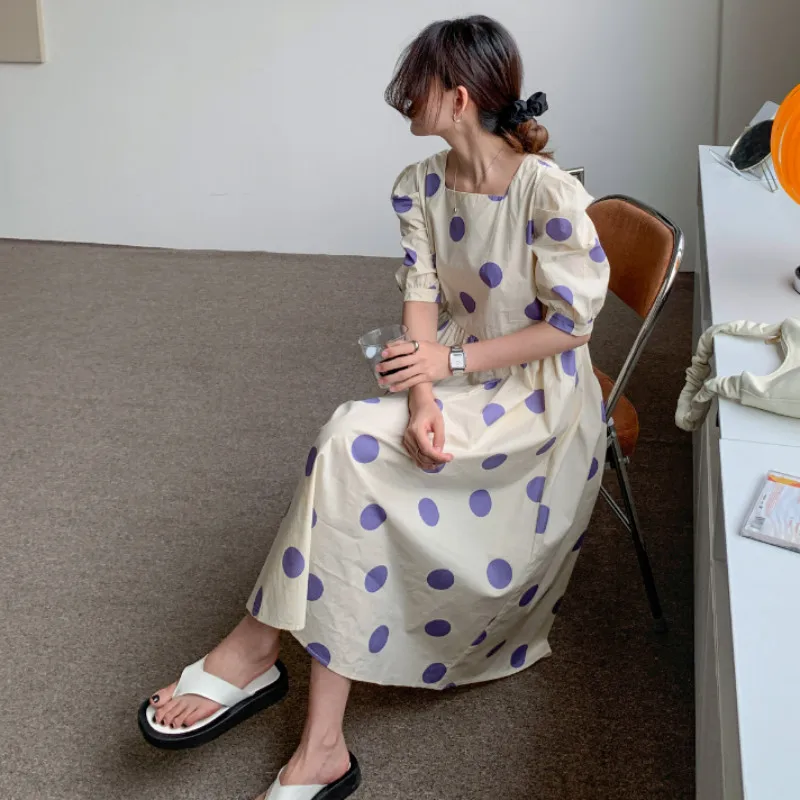 Women Summer Vintage Purple Big Dot A-line Long Dress High Waist Draped Square Collar Midi Sundress with Pocket
Women Summer Vintage Purple Big Dot A-line Long Dress High Waist Draped Square Collar Midi Sundress with Pocket