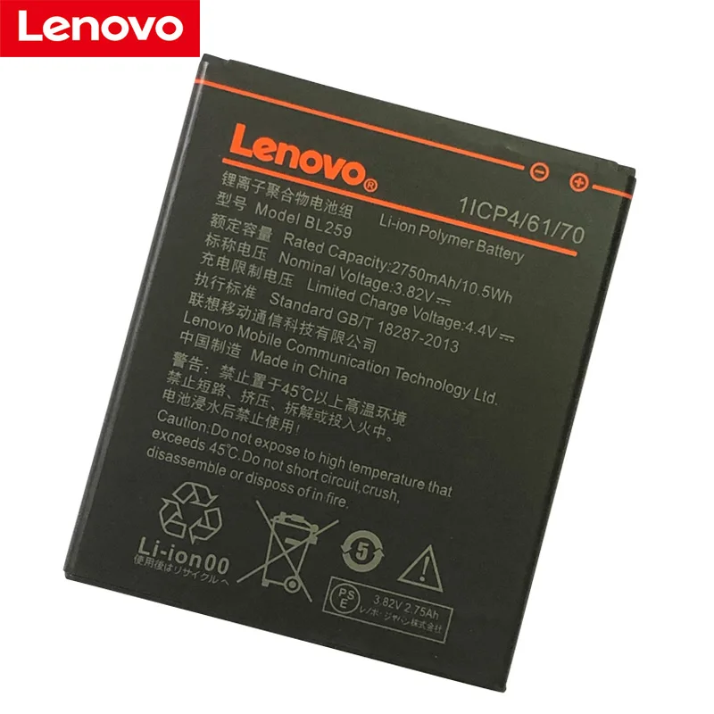 100% Оригинальный протестированный аккумулятор 2750 мАч BL259 для Lenovo Lemon 3 3S K32C30 K32c36 Vibe