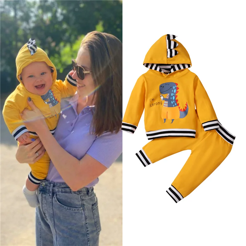 2Pcs Toddlers Spring Fall Casual Outfits, Dinosaur Print Hooded Long Sleeve Sweatshirt +Long Pants for Baby Girls, Boys, 4Colors
2Pcs Toddlers Spring Fall Casual Outfits, Dinosaur Print Hooded Long Sleeve Sweatshirt +Long Pants for Baby Girls, Boys, 4Colors