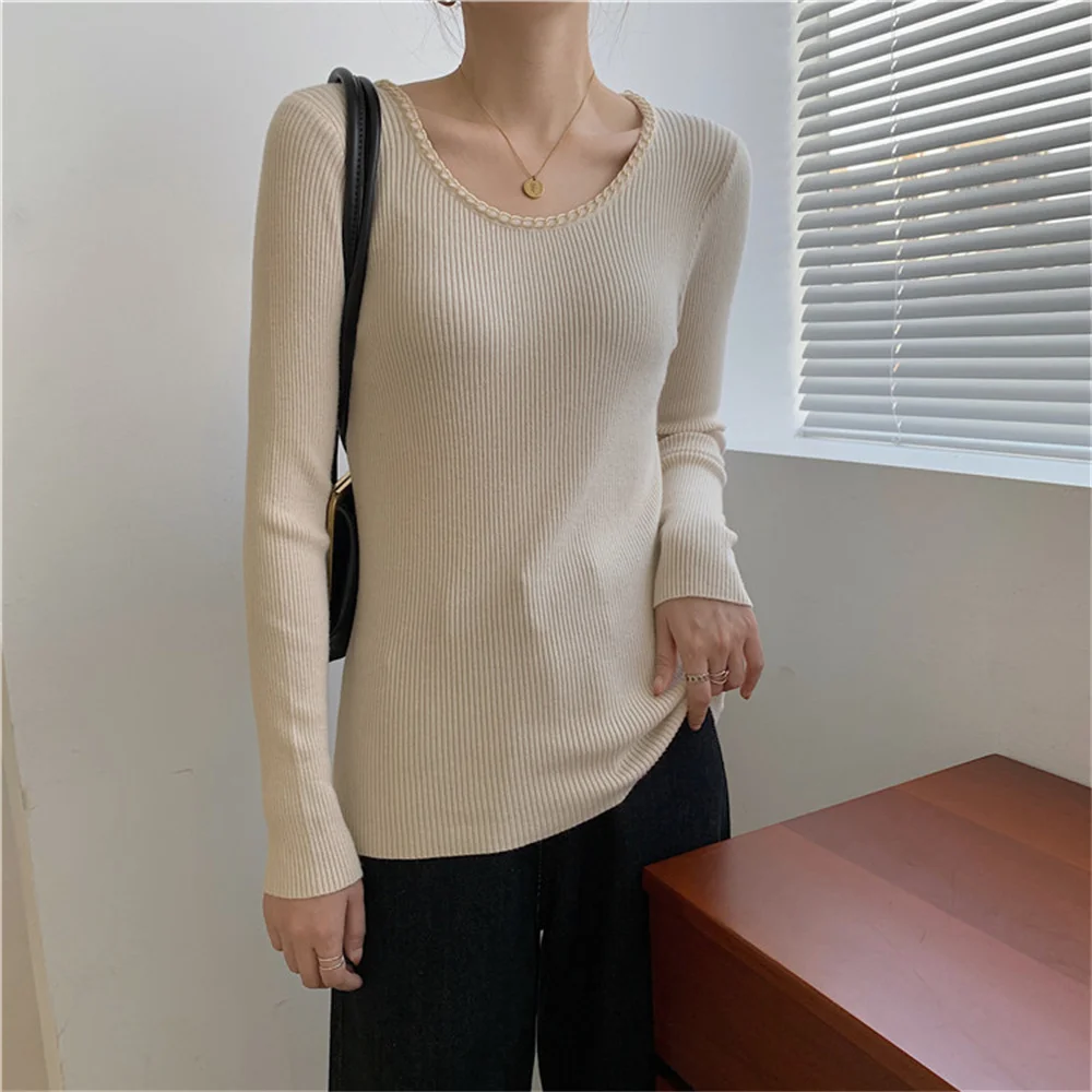 Harajuku 6 Colors Bottom Thin Solid Chic Knitted Sweaters Jumpers Stylish Casual All Match Hot Sale Women Tops Pullovers 
Harajuku 6 Colors Bottom Thin Solid Chic Knitted Sweaters Jumpers Stylish Casual All Match Hot Sale Women Tops Pullovers
