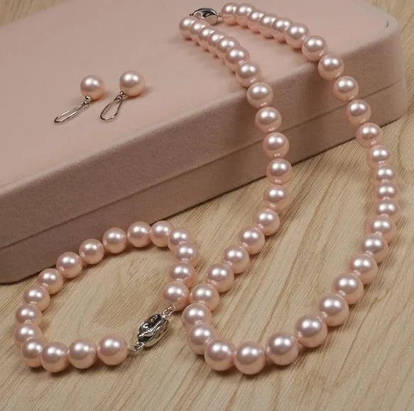 

Favorite Pearl South Sea Shell Pearl Necklace Bracelet Earrings Jewelry Set 8mm Perfect Wedding Birthday Party Lady Gift