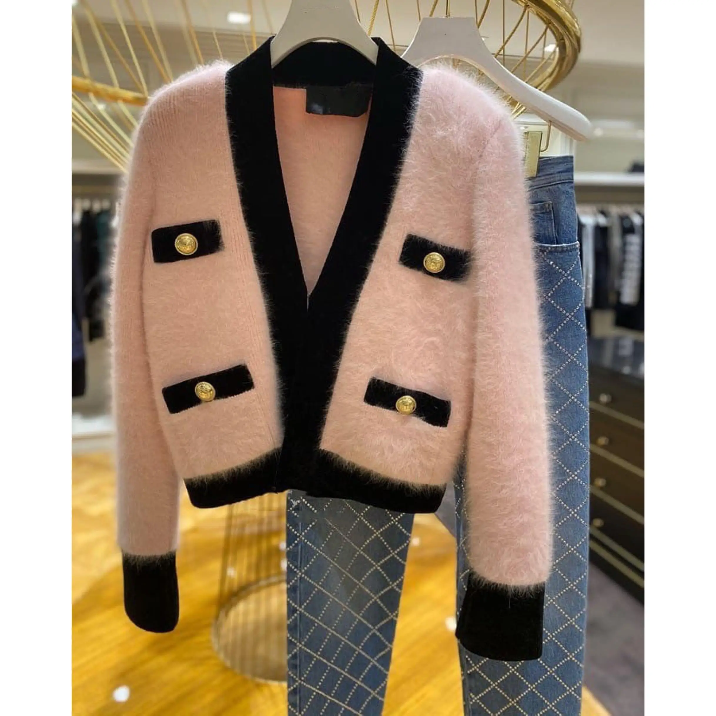 French small fragrance pink waterproof mink cashmere sweater knitted jacket fashionable Korean versatile lazy style cardigan top
French small fragrance pink waterproof mink cashmere sweater knitted jacket fashionable Korean versatile lazy style cardigan top