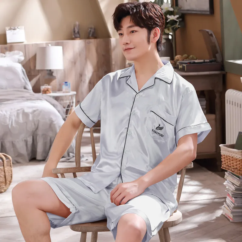 Удобные мужские летние пижамы с короткими рукавами тонкие корейские