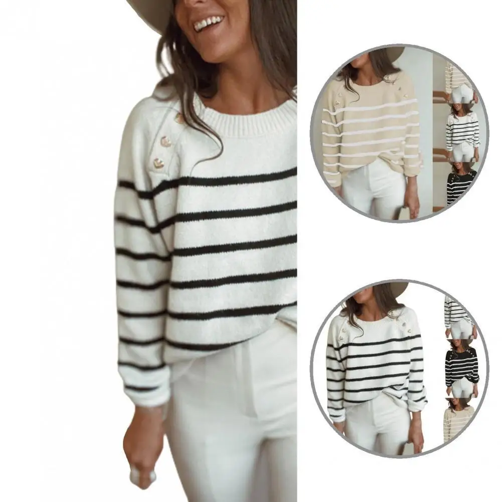 Ladies Autumn Winter Striped Knit Loose Sweater Long Sleeve Sweater Top Ladies Casual Street Sweater Women Suitable for Party
Ladies Autumn Winter Striped Knit Loose Sweater Long Sleeve Sweater Top Ladies Casual Street Sweater Women Suitable for Party