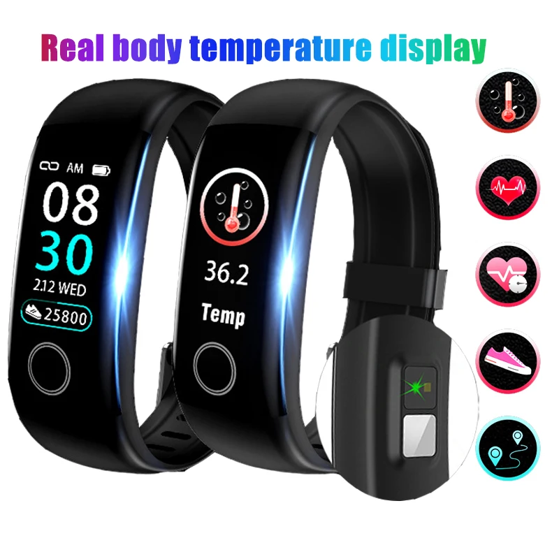 

Смарт-часы с цветным экраном, спортивные Смарт-часы, браслет, пульсометр, фитнес-трекер, мониторинг температуры тела в реальном времени